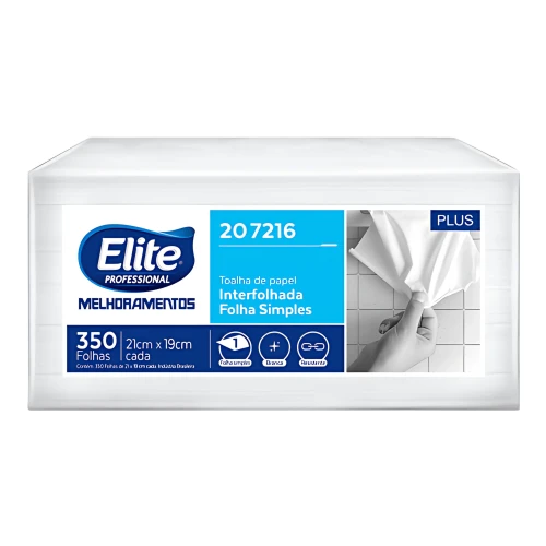 Papel Toalha Interfolhado Elite Folha Simples - 350 Folhas - Cód 207216