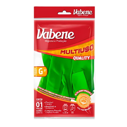 Luva Verde Latex Mult Moderada Vabene- Tam G-  Pct C/2 Unds