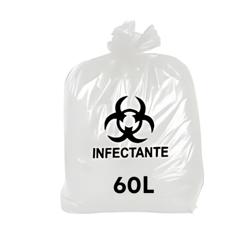  Saco para lixo Infectante - Branco 60L - C/100 - Leve 55X60X0,03 - Litoral 